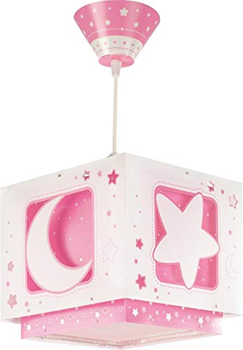 Dalber Moon Light Lámpara de Techo Infantil Luna y Estrellas MoonLight Rosa, 60 W