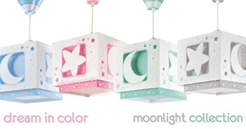 Dalber Moon Light Lámpara de Techo Infantil Luna y Estrellas MoonLight Rosa, 60 W