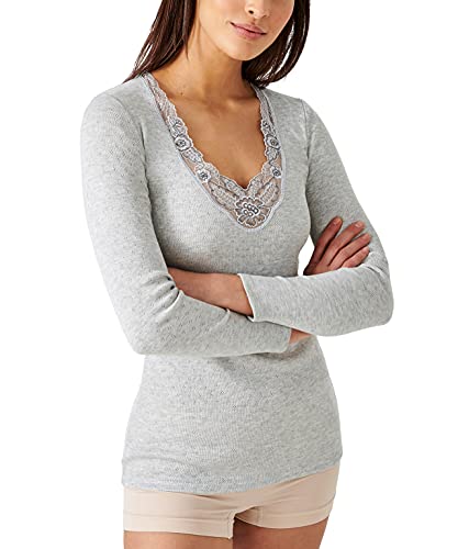 Damart Camiseta de Manga Larga de Malla Calada – 38988 Ropa Interior, Gris, S Mujer