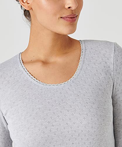 Damart tee Shirt Manches Longues Maille Fantaisie-30228 Ropa Interior, Gris, XL Mujer