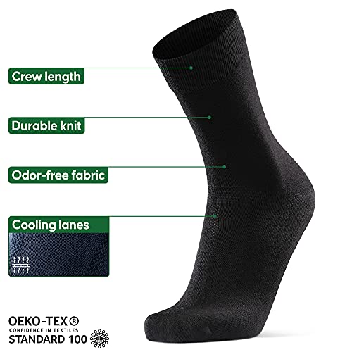 DANISH ENDURANCE 6 Pares Calcetines de Bambú para Hombre y Mujer, Super Suaves, Cómodos, Transpirables y Duraderos, Pies Frescos, Corte Clásico, Negro (Negro, EU 48-51)