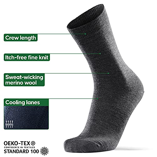 DANISH ENDURANCE Calcetines de Lana Merino 3 Pares (Gris, EU 39-42)