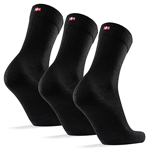 DANISH ENDURANCE Calcetines de Lana Merino 3 Pares (Negro, EU 43-47)