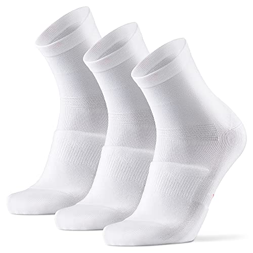 DANISH ENDURANCE Calcetines Deportivos Quarter para Ciclismo 3 pares (Blanco, EU 43-47)