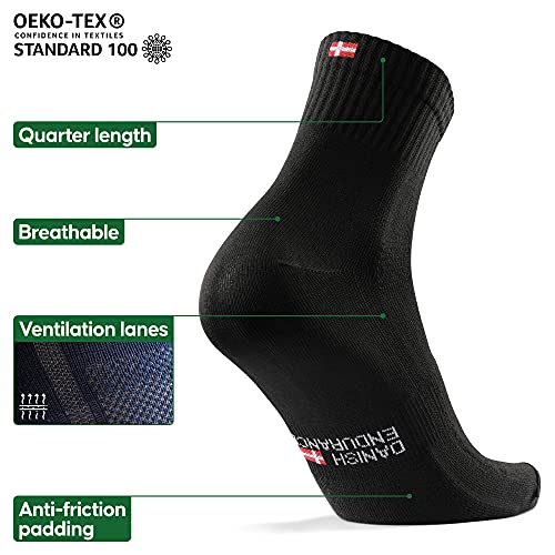 DANISH ENDURANCE Calcetines Deportivos Quarter para Ciclismo 3 pares (Negro, EU 35-38)