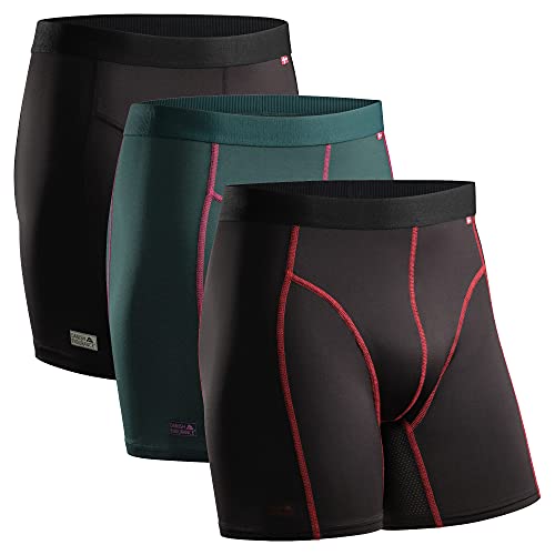 DANISH ENDURANCE Calzoncillos Bóxer de Deporte Pack de 3 (Multicolor: 1 x Negro, 1 x Verde/púrpura, 1 x Negro/Rojo, XX-Large)