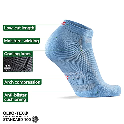 DANISH ENDURANCE Long Distance Low-Cut Running Socks for Men & Women (Azul Claro, 39-42)