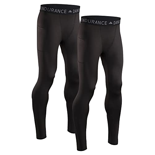 DANISH ENDURANCE Men's Compression Long Tights S Black 2-Pack