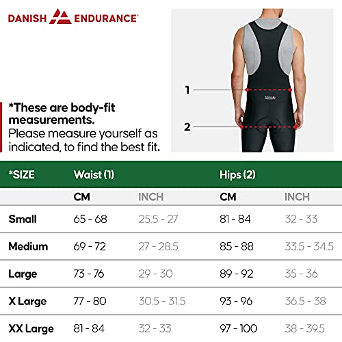 DANISH ENDURANCE Men’s Cycling Bib Shorts L Black/Black 1-Pack