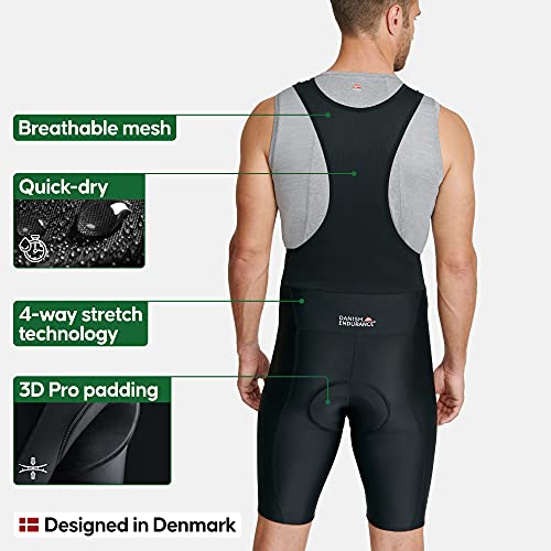 DANISH ENDURANCE Men’s Cycling Bib Shorts L Black/Black 1-Pack