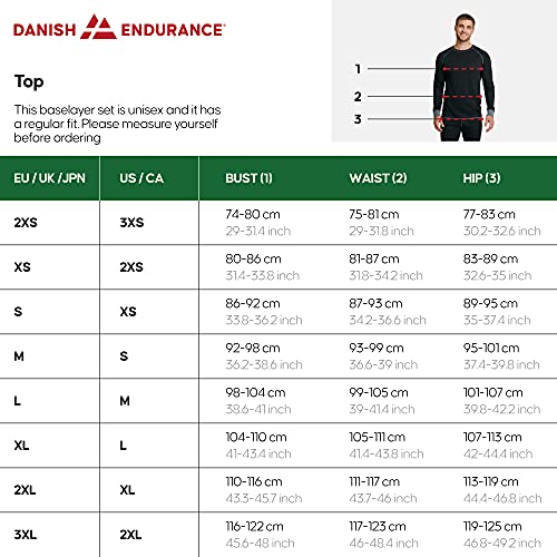 DANISH ENDURANCE Recycled Polyester Baselayer Set (Unisex) XL Black 1-Pack