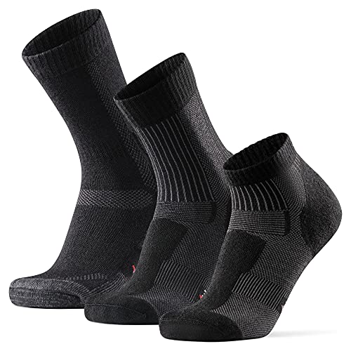 DANISH ENDURANCE Set de Calcetines de Lana Merina de Senderismo Clásicos, Ligeros y Cortos para Hombres y Mujeres, De Varias Longitudes Para Todos Los Climas, Paquete Mixto de 3