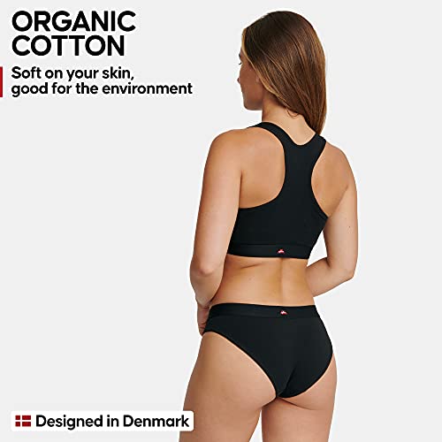 DANISH ENDURANCE Sujetador de Algodón Orgánico para Mujer, Paquete de 3, Bralette Cómodo Negro, Gris y Azúl (Negro, XX-Large)