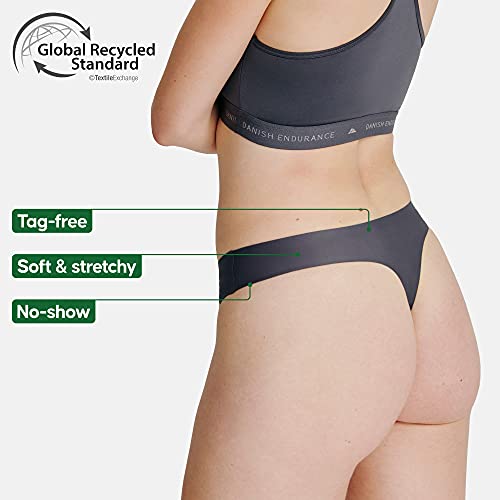 DANISH ENDURANCE Tanga Mujer Materiales Reciclados Pack de 3 (Multicolor (1 x Negro, 1 x Gris, 1 x Rosa), Small)