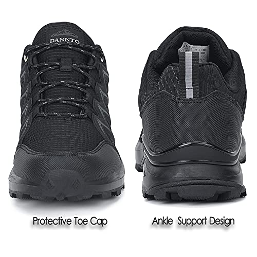 Dannto Zapatillas de Deporte Hombre Zapatos para Correr Aire Libre y Deporte Athletic Cordones Zapatillas De Running Trail Tenis Basket Respirable Gimnasio（Negro-B,42