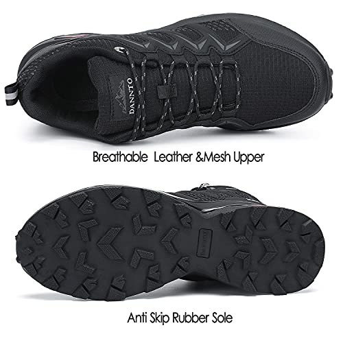 Dannto Zapatillas de Deporte Hombre Zapatos para Correr Aire Libre y Deporte Athletic Cordones Zapatillas De Running Trail Tenis Basket Respirable Gimnasio（Negro-B,42