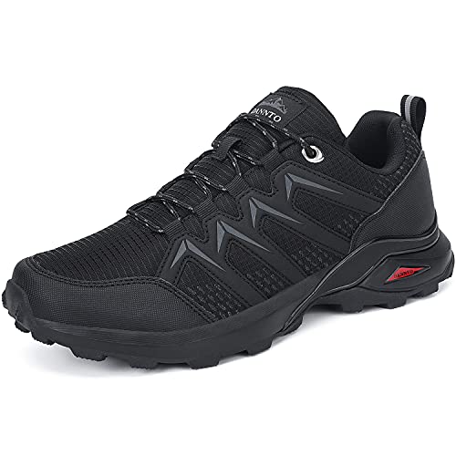 Dannto Zapatillas de Deporte Hombre Zapatos para Correr Aire Libre y Deporte Athletic Cordones Zapatillas De Running Trail Tenis Basket Respirable Gimnasio（Negro-B,42