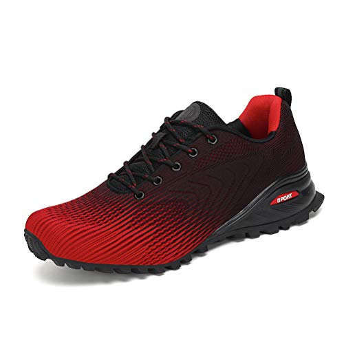 Dannto Zapatillas de Deporte Hombre Zapatos para Correr Aire Libre y Deporte Athletic Cordones Zapatillas De Running Trail Tenis Basket Respirable Gimnasio Sneakers （Rojo,41