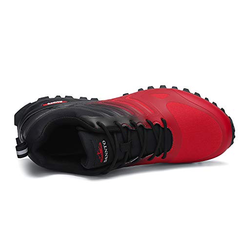Dannto Zapatillas de Deporte Hombre Zapatos para Correr Aire Libre y Deporte Athletic Cordones Zapatillas De Running Trail Tenis Basket Respirable Gimnasio Sneakers （Rojo-B,39
