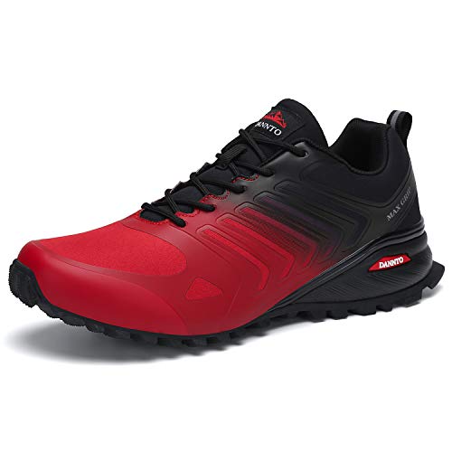 Dannto Zapatillas de Deporte Hombre Zapatos para Correr Aire Libre y Deporte Athletic Cordones Zapatillas De Running Trail Tenis Basket Respirable Gimnasio Sneakers （Rojo-B,39