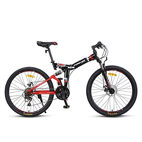 Dapang Bicicleta de montaña MTB Plegable de Doble suspensión, Cuadro de Acero de 26", Guardabarros Delantero y Trasero de 24 velocidades Freno de Disco mecánico Delantero y Trasero,2,24"