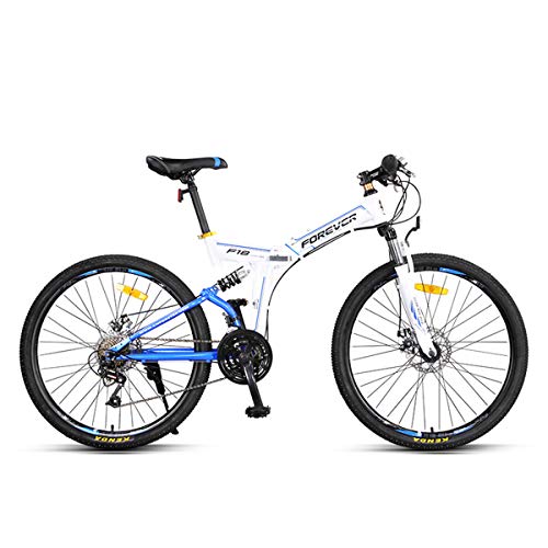 Dapang Bicicleta de montaña MTB Plegable de Doble suspensión, Cuadro de Acero de 26", Guardabarros Delantero y Trasero de 24 velocidades Freno de Disco mecánico Delantero y Trasero,4,26"