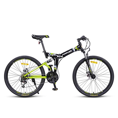 Dapang Bicicleta de montaña MTB Plegable de Doble suspensión, Cuadro de Acero de 26", Guardabarros Delantero y Trasero de 24 velocidades Freno de Disco mecánico Delantero y Trasero,3,24"