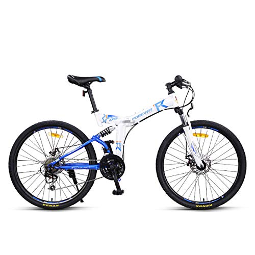 Dapang Bicicleta de montaña MTB Plegable de Doble suspensión, Cuadro de Acero de 26", Guardabarros Delantero y Trasero de 24 velocidades Freno de Disco mecánico Delantero y Trasero,1,24"