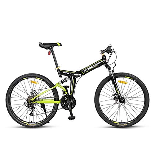 Dapang Bicicleta de montaña MTB Plegable de Doble suspensión, Cuadro de Acero de 26", Guardabarros Delantero y Trasero de 24 velocidades Freno de Disco mecánico Delantero y Trasero,5,26"