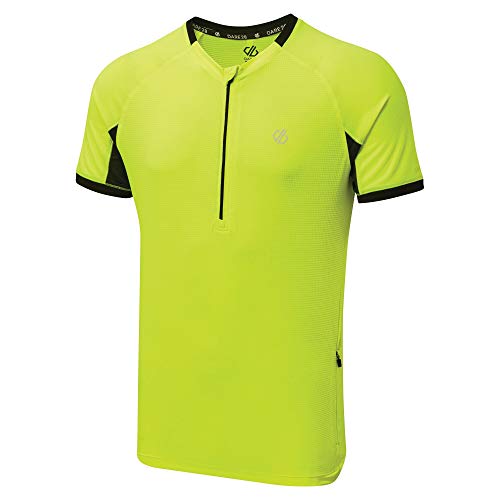 Dare2b Aces-Maillot Reflectante, Tejido Ligero De Secado Rápido, Paneles De Ventilación De Malla, Bolsillo De Seguridad Y Cremallera 3/4 Stretch Midlayer, Hombre, Fluro Yellow/Black, L