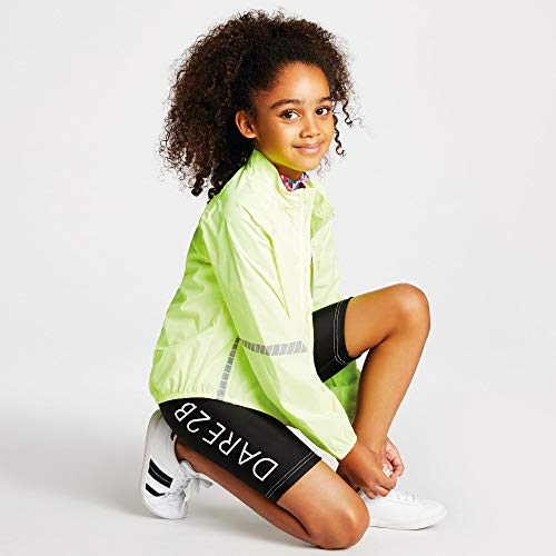 Dare2b Cordial - Chaqueta Técnica De Ciclismo, Impermeable Y Transpirable, Con Costuras Selladas Y Detalles Reflectantes Jackets Waterproof Shell, Niños, Fluro Yellow, 11-12