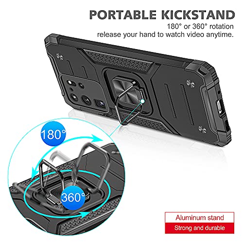 DASFOND Funda Galaxy S20 Ultra, Funda Protectora de Grado Militar para teléfono con Soporte de Anillo de Metal Reforzado [Soporte de Montaje magnético] Compatible con Samsung Galaxy S20 Ultra, Negro