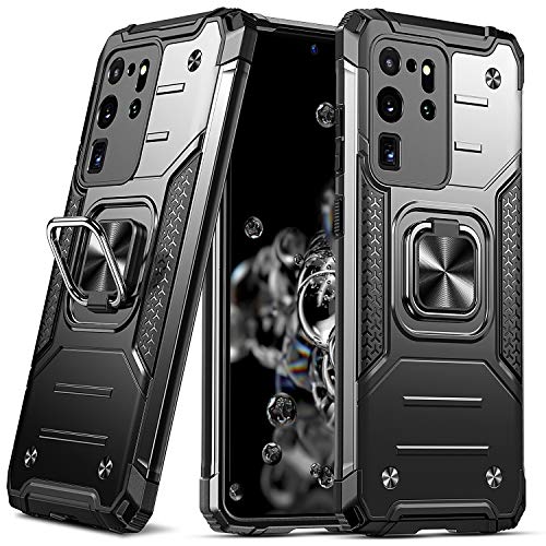 DASFOND Funda Galaxy S20 Ultra, Funda Protectora de Grado Militar para teléfono con Soporte de Anillo de Metal Reforzado [Soporte de Montaje magnético] Compatible con Samsung Galaxy S20 Ultra, Negro