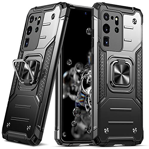 DASFOND Funda Galaxy S20 Ultra, Funda Protectora de Grado Militar para teléfono con Soporte de Anillo de Metal Reforzado [Soporte de Montaje magnético] Compatible con Samsung Galaxy S20 Ultra, Negro