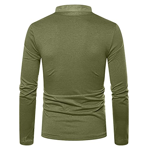 Dasongff - Camisa de manga larga para hombre, cuello en V, botones, corte regular, camiseta deportiva de manga larga, fina, básica, para negocios, fitness, ligera, transpirable
