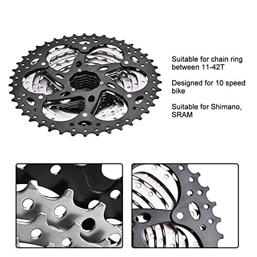 DAUERHAFT Rueda Libre para Bicicleta, piñón de Cassette de 10 velocidades 11-42T, Rueda Libre múltiple, para Shimano, para SRAM o la mayoría de Bicicletas de 10 velocidades, MTB, BMX, Ciclismo, etc.