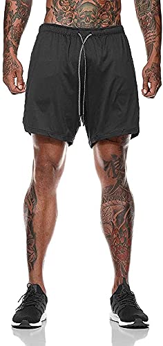 Davicher Pantalón Corto para Hombre Pantalones Cortos Deportivos para Correr 2 en 1 con Forro de Bolsillo Incorporado Fitness Shorts Deportivos para Hombres Pantalones Cortos de Gimnasio