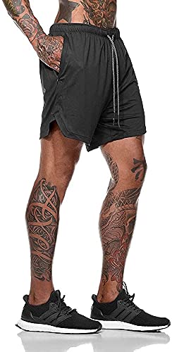 Davicher Pantalón Corto para Hombre Pantalones Cortos Deportivos para Correr 2 en 1 con Forro de Bolsillo Incorporado Fitness Shorts Deportivos para Hombres Pantalones Cortos de Gimnasio