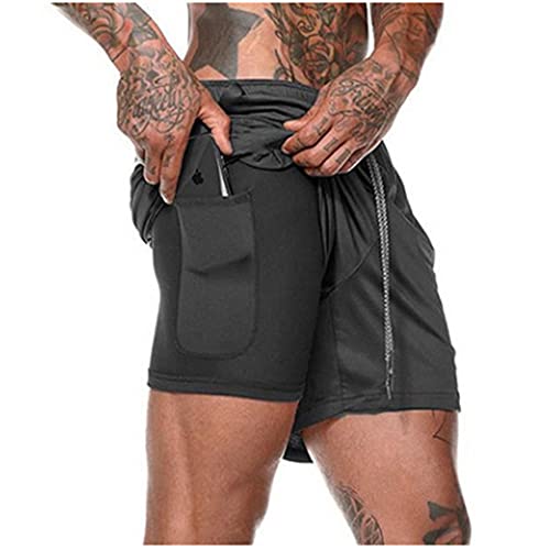 Davicher Pantalón Corto para Hombre Pantalones Cortos Deportivos para Correr 2 en 1 con Forro de Bolsillo Incorporado Fitness Shorts Deportivos para Hombres Pantalones Cortos de Gimnasio