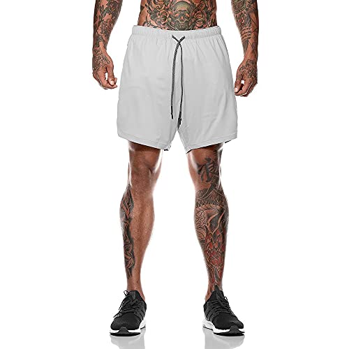 Davicher Pantalón Corto para Hombre Pantalones Cortos Deportivos para Correr 2 en 1 con Forro de Bolsillo Incorporado Fitness Shorts Deportivos para Hombres Pantalones Cortos de Gimnasio