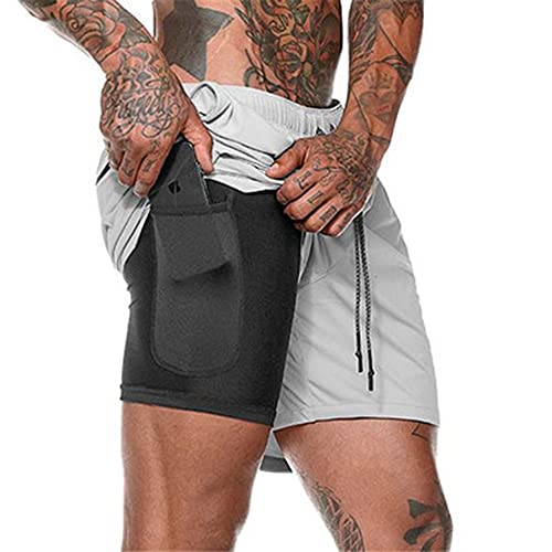 Davicher Pantalón Corto para Hombre Pantalones Cortos Deportivos para Correr 2 en 1 con Forro de Bolsillo Incorporado Fitness Shorts Deportivos para Hombres Pantalones Cortos de Gimnasio