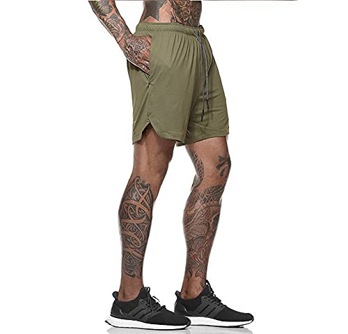 Davicher Pantalón Corto para Hombre Pantalones Cortos Deportivos para Correr 2 en 1 con Forro de Bolsillo Incorporado Fitness Shorts Deportivos para Hombres Pantalones Cortos de Gimnasio