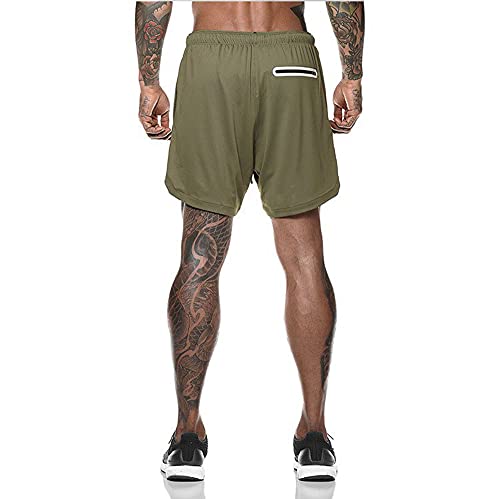 Davicher Pantalón Corto para Hombre Pantalones Cortos Deportivos para Correr 2 en 1 con Forro de Bolsillo Incorporado Fitness Shorts Deportivos para Hombres Pantalones Cortos de Gimnasio