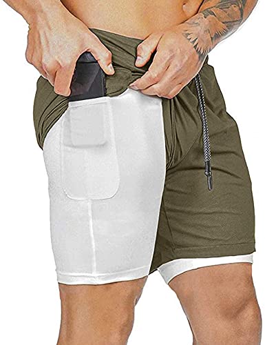 Davicher Pantalón Corto para Hombre Pantalones Cortos Deportivos para Correr 2 en 1 con Forro de Bolsillo Incorporado Fitness Shorts Deportivos para Hombres Pantalones Cortos de Gimnasio