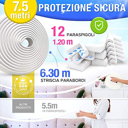 DEASANA® Protector Esquinas Bebé 7,5 Metros Total 1 Rollo Protector Para Esquinas Y Bordes Bebé 12 Cantoneras Protectores De Esquina Bebé Tope Puerta Cerraduras De Securidad Niños, Marfil Blanco