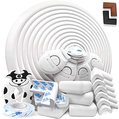 DEASANA® Protector Esquinas Bebé 7,5 Metros Total 1 Rollo Protector Para Esquinas Y Bordes Bebé 12 Cantoneras Protectores De Esquina Bebé Tope Puerta Cerraduras De Securidad Niños, Marfil Blanco