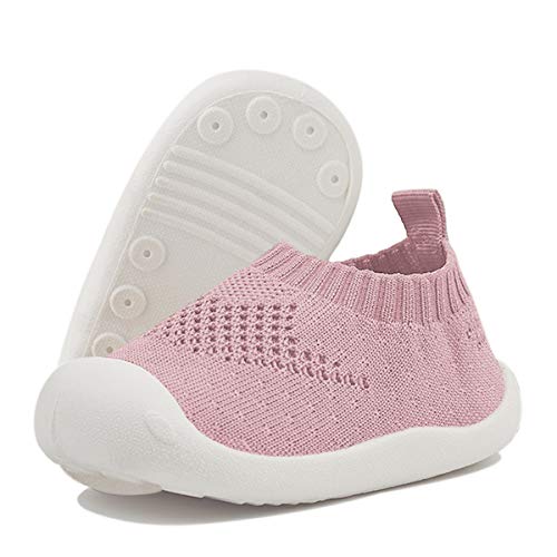 DEBAIJIA Bebé Primeros Pasos Zapatos 1-4 años Niños Niñas Infante Suave Suela Antideslizante Malla Transpirable Ligero 19 EU Rosa (Tamaño etiqueta-15)