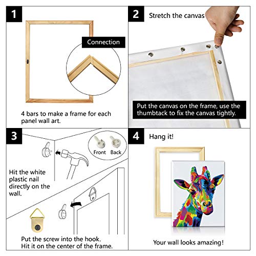 decalmile Pintura por Números de Kits DIY Pinturas al Óleo Pintura Acrílica para Adultos Principiantes Jirafa Colorido 16"X 20" (40 x 50 cm, con Marco de Madera)