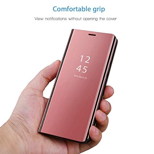Dedux Funda Samsung Galaxy S20 Ultra 5G - Modelo Inteligente Fecha/Hora Ver Espejo Brillante tirón del Caso Duro con para el Samsung Galaxy S20 Ultra 5G, Oro Rosa