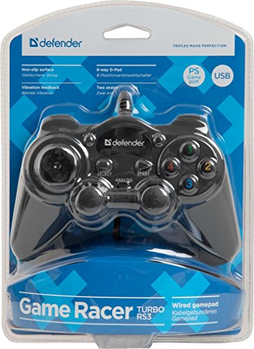Defender Wired Gamepad Juego Racer Turbo RS3 USB-PS2 / 3, 12 Botones, 2 Palos